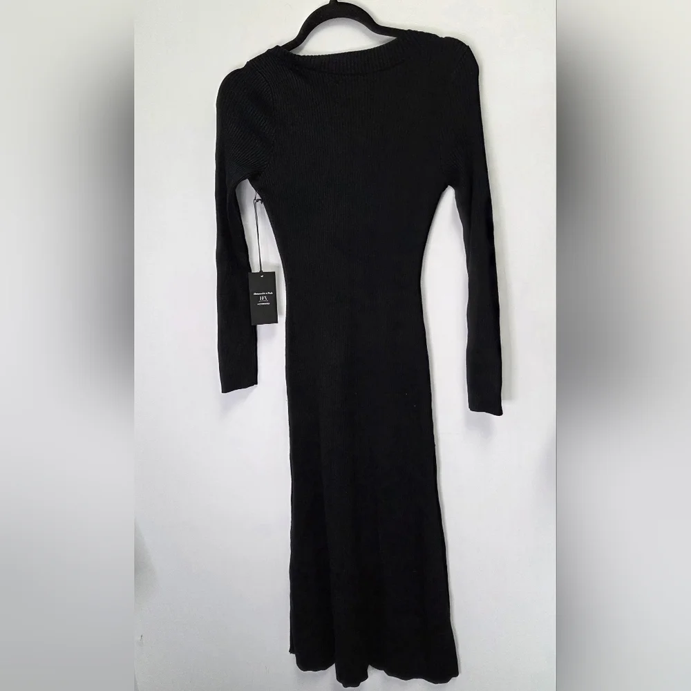 Abercrombie & Fitch HFR Nicole Benefield Black Sweater Maxi Dress Medium Petite